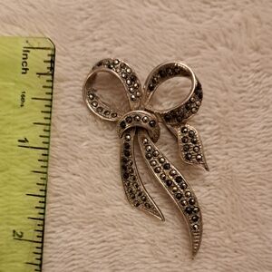 Vintage Sterling And Marcacite Bow Pin
